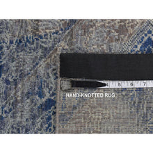 Load image into Gallery viewer, 9&#39;x12&#39; Wolf Gray, Broken and Erased Geometric Rosette Design, Wool and Silk, Hand Knotted, Oriental Rug FWR522570