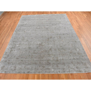 9'x12' French Gray, Hand Knotted, Small And Intricate Box Tile Design, Silk With Textured Wool, Oriental Rug FWR522576