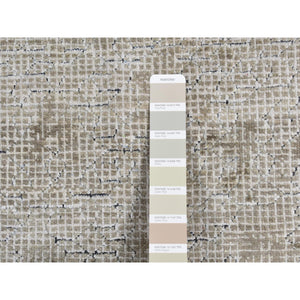 9'x12' French Gray, Hand Knotted, Small And Intricate Box Tile Design, Silk With Textured Wool, Oriental Rug FWR522576