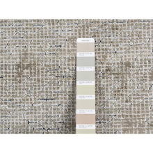 Load image into Gallery viewer, 9&#39;x12&#39; French Gray, Hand Knotted, Small And Intricate Box Tile Design, Silk With Textured Wool, Oriental Rug FWR522576