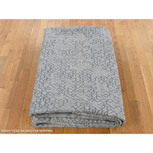 Load image into Gallery viewer, 9&#39;x12&#39; French Gray, Hand Knotted, Small And Intricate Box Tile Design, Silk With Textured Wool, Oriental Rug FWR522576