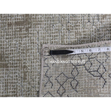 Load image into Gallery viewer, 9&#39;x12&#39; French Gray, Hand Knotted, Small And Intricate Box Tile Design, Silk With Textured Wool, Oriental Rug FWR522576