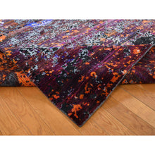 Load image into Gallery viewer, 8&#39;10&quot;x12&#39; Sapphire Blue, Hand Knotted, Galactical Modern Design, Sari Silk and Textured Pile, Oriental Rug FWR522588
