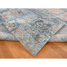 Load image into Gallery viewer, 9&#39;x12&#39;2&quot; Ruddy Blue, Modern Brick Design, Thick And Plush, Hand Knotted, Wool And Real Silk, Oriental Rug FWR522612