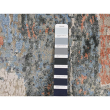 Load image into Gallery viewer, 9&#39;x12&#39;2&quot; Ruddy Blue, Modern Brick Design, Thick And Plush, Hand Knotted, Wool And Real Silk, Oriental Rug FWR522612
