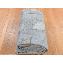 Load image into Gallery viewer, 9&#39;x12&#39;2&quot; Ruddy Blue, Modern Brick Design, Thick And Plush, Hand Knotted, Wool And Real Silk, Oriental Rug FWR522612