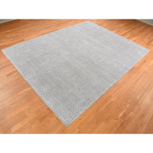 Load image into Gallery viewer, 9&#39;x12&#39;1&quot; Battleship Gray, Silk With Textured Wool, Tone On Tone, Hand Knotted, Oriental Rug FWR522624