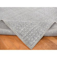 Load image into Gallery viewer, 9&#39;x12&#39;1&quot; Battleship Gray, Silk With Textured Wool, Tone On Tone, Hand Knotted, Oriental Rug FWR522624