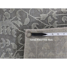 Load image into Gallery viewer, 9&#39;x12&#39;1&quot; Battleship Gray, Silk With Textured Wool, Tone On Tone, Hand Knotted, Oriental Rug FWR522624