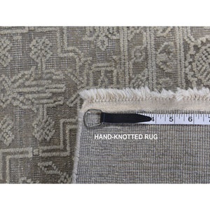 8'10"x12' Battleship Gray, Silk With Textured Wool, Tone On Tone, Hand Knotted, Oriental Rug FWR522630
