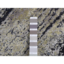 Load image into Gallery viewer, 9&#39;x12&#39;1&quot; Battleship Gray, The Wood Grain Design, Silk With Textured Wool, Hand Knotted, Oriental Rug FWR522642