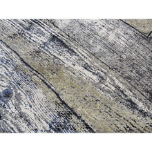 Load image into Gallery viewer, 9&#39;x12&#39;1&quot; Battleship Gray, The Wood Grain Design, Silk With Textured Wool, Hand Knotted, Oriental Rug FWR522642