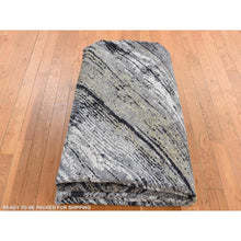 Load image into Gallery viewer, 9&#39;x12&#39;1&quot; Battleship Gray, The Wood Grain Design, Silk With Textured Wool, Hand Knotted, Oriental Rug FWR522642