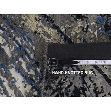 Load image into Gallery viewer, 9&#39;x12&#39;1&quot; Battleship Gray, The Wood Grain Design, Silk With Textured Wool, Hand Knotted, Oriental Rug FWR522642