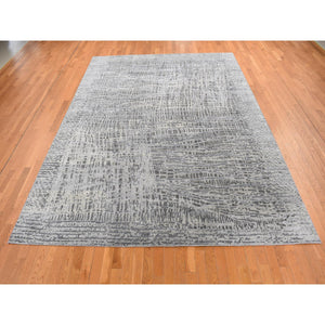 8'10"x12'2" Cloud Gray, The Lost Branches, Silk With Textured Wool, Hand Knotted, Oriental Rug FWR522648