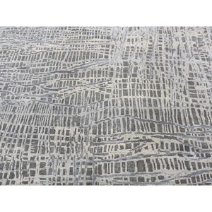 8'10"x12'2" Cloud Gray, The Lost Branches, Silk With Textured Wool, Hand Knotted, Oriental Rug FWR522648