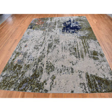 Load image into Gallery viewer, 10&#39;1&quot;x13&#39;10&quot; Silver Gray, Abstract Design, Wool And Silk, Hand Knotted, Oriental Rug FWR522666