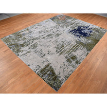 Load image into Gallery viewer, 10&#39;1&quot;x13&#39;10&quot; Silver Gray, Abstract Design, Wool And Silk, Hand Knotted, Oriental Rug FWR522666