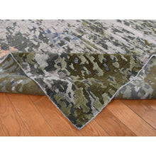 Load image into Gallery viewer, 10&#39;1&quot;x13&#39;10&quot; Silver Gray, Abstract Design, Wool And Silk, Hand Knotted, Oriental Rug FWR522666