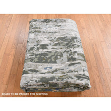 Load image into Gallery viewer, 10&#39;1&quot;x13&#39;10&quot; Silver Gray, Abstract Design, Wool And Silk, Hand Knotted, Oriental Rug FWR522666