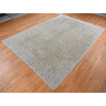 Load image into Gallery viewer, 9&#39;10&quot;x14&#39; Silk Gray, Broken and Erased Mamluk Design, Hand Loomed, Wool and Silk, Oriental Rug FWR522672