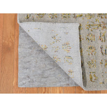 Load image into Gallery viewer, 9&#39;10&quot;x14&#39; Silk Gray, Broken and Erased Mamluk Design, Hand Loomed, Wool and Silk, Oriental Rug FWR522672