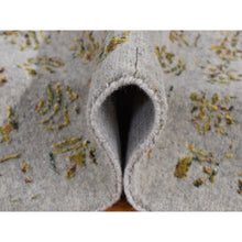 Load image into Gallery viewer, 9&#39;10&quot;x14&#39; Silk Gray, Broken And Erased Mamluk Design, Hand Loomed, Wool And Silk, Oriental Rug FWR522672