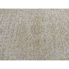 Load image into Gallery viewer, 9&#39;10&quot;x14&#39; Silk Gray, Broken and Erased Mamluk Design, Hand Loomed, Wool and Silk, Oriental Rug FWR522672