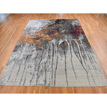 Load image into Gallery viewer, 8&#39;10&quot;x12&#39;3&quot; Agreeable Gray, Abstract Dripping Design, Wool And Pure Silk, Hand Knotted, Oriental Rug FWR522684