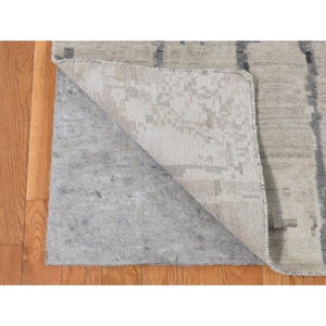 8'10"x12'3" Agreeable Gray, Abstract Dripping Design, Wool And Pure Silk, Hand Knotted, Oriental Rug FWR522684