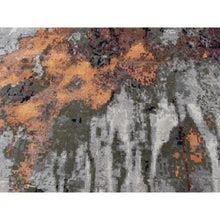 Load image into Gallery viewer, 8&#39;10&quot;x12&#39;3&quot; Agreeable Gray, Abstract Dripping Design, Wool And Pure Silk, Hand Knotted, Oriental Rug FWR522684