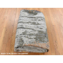 Load image into Gallery viewer, 8&#39;10&quot;x12&#39;3&quot; Agreeable Gray, Abstract Dripping Design, Wool And Pure Silk, Hand Knotted, Oriental Rug FWR522684