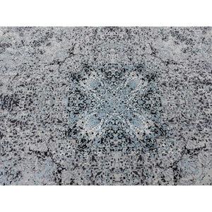 9'1"x12'2" Cloud Gray, Wool and Silk, Transitional Salt and Pepper Design, Hand Knotted, Oriental Rug FWR522690