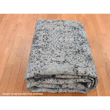 Load image into Gallery viewer, 9&#39;1&quot;x12&#39;2&quot; Cloud Gray, Wool and Silk, Transitional Salt and Pepper Design, Hand Knotted, Oriental Rug FWR522690