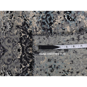 9'1"x12'2" Cloud Gray, Wool and Silk, Transitional Salt and Pepper Design, Hand Knotted, Oriental Rug FWR522690