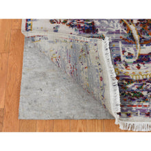 Load image into Gallery viewer, 9&#39;x12&#39; Little Princess Purple, COLORFUL ERASED ROSSETS, Sari Silk with Textured Wool, Hand Knotted, Oriental Rug FWR522696