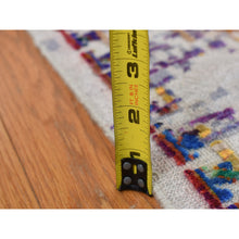 Load image into Gallery viewer, 9&#39;x12&#39; Little Princess Purple, Colorful Erased Rossets, Sari Silk With Textured Wool, Hand Knotted, Oriental Rug FWR522696