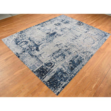 Load image into Gallery viewer, 9&#39;3&quot;x12&#39; Arsenic Gray, Hand Knotted, Broken And Erased Circles Design, Wool And Silk, Hi-lo Pile, Oriental Rug FWR522720