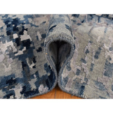 Load image into Gallery viewer, 9&#39;3&quot;x12&#39; Arsenic Gray, Hand Knotted, Broken And Erased Circles Design, Wool And Silk, Hi-lo Pile, Oriental Rug FWR522720