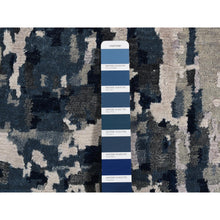Load image into Gallery viewer, 9&#39;3&quot;x12&#39; Arsenic Gray, Hand Knotted, Broken And Erased Circles Design, Wool And Silk, Hi-lo Pile, Oriental Rug FWR522720