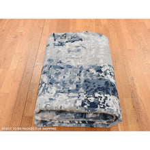 Load image into Gallery viewer, 9&#39;3&quot;x12&#39; Arsenic Gray, Hand Knotted, Broken And Erased Circles Design, Wool And Silk, Hi-lo Pile, Oriental Rug FWR522720