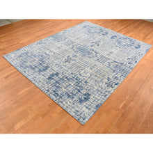 Load image into Gallery viewer, 9&#39;1&quot;x12&#39;2&quot; Queen Blue, Fence Obscured Design, Silk With Textured Wool, Hand Knotted, Oriental Rug FWR522732