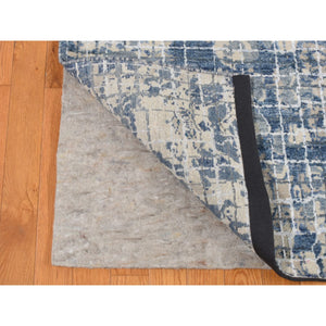 9'1"x12'2" Queen Blue, Fence Obscured Design, Silk With Textured Wool, Hand Knotted, Oriental Rug FWR522732