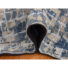 Load image into Gallery viewer, 9&#39;1&quot;x12&#39;2&quot; Queen Blue, Fence Obscured Design, Silk With Textured Wool, Hand Knotted, Oriental Rug FWR522732