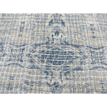 Load image into Gallery viewer, 9&#39;1&quot;x12&#39;2&quot; Queen Blue, Fence Obscured Design, Silk With Textured Wool, Hand Knotted, Oriental Rug FWR522732