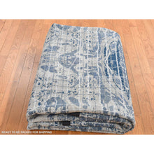 Load image into Gallery viewer, 9&#39;1&quot;x12&#39;2&quot; Queen Blue, Fence Obscured Design, Silk With Textured Wool, Hand Knotted, Oriental Rug FWR522732