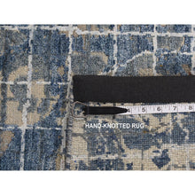 Load image into Gallery viewer, 9&#39;1&quot;x12&#39;2&quot; Queen Blue, Fence Obscured Design, Silk With Textured Wool, Hand Knotted, Oriental Rug FWR522732