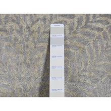 Load image into Gallery viewer, 8&#39;10&quot;x12&#39;1&quot; Silver Gray, Gold Leaf Design, Tone On Tone, Pure Silk, Hand Knotted, Oriental Rug FWR522744