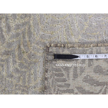 Load image into Gallery viewer, 8&#39;10&quot;x12&#39;1&quot; Silver Gray, Gold Leaf Design, Tone On Tone, Pure Silk, Hand Knotted, Oriental Rug FWR522744