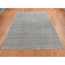 Load image into Gallery viewer, 9&#39;x12&#39; Olive Green, Tone On Tone Leaf Design, Silk With Distressed Textured Wool, Hand Knotted, Oriental Rug FWR522756